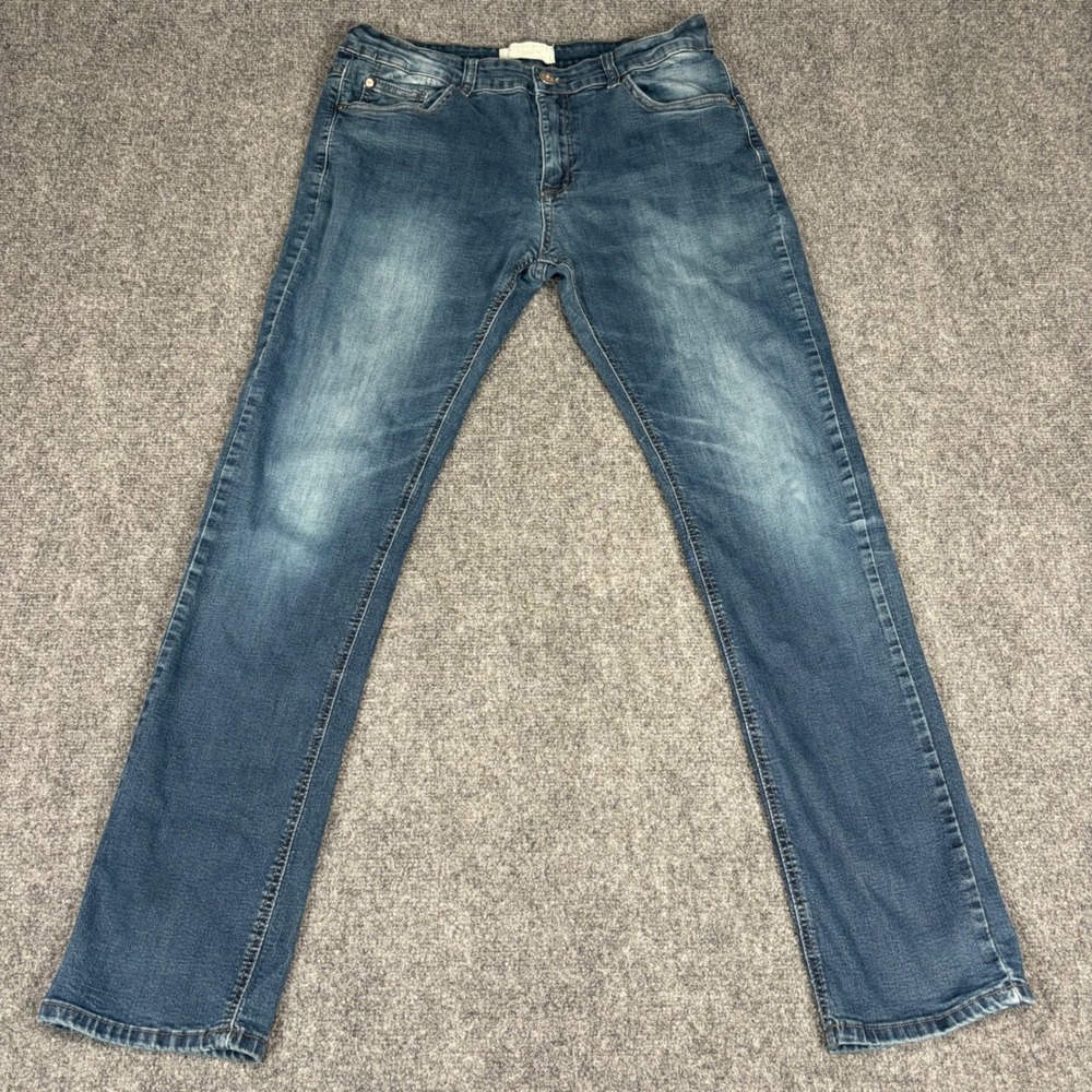 Free Planet Mens Straight Leg Jeans 34x32 Medium Wash Blue Denim FU9AIDKENS6